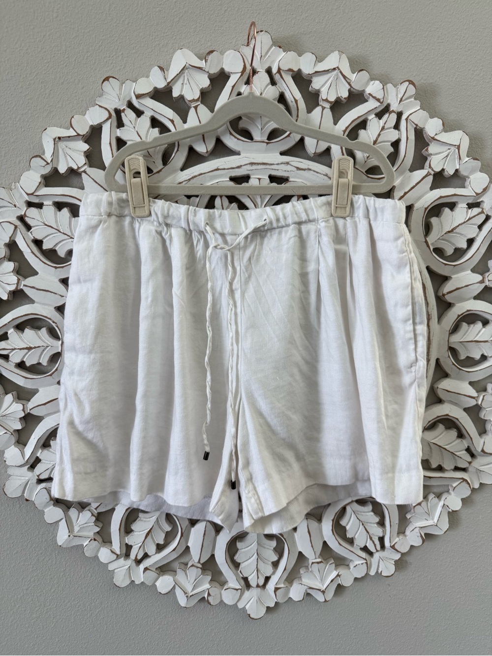 Ralph Lauren White Linen Blend Drawstring Shorts Summer Vacation Size Medium